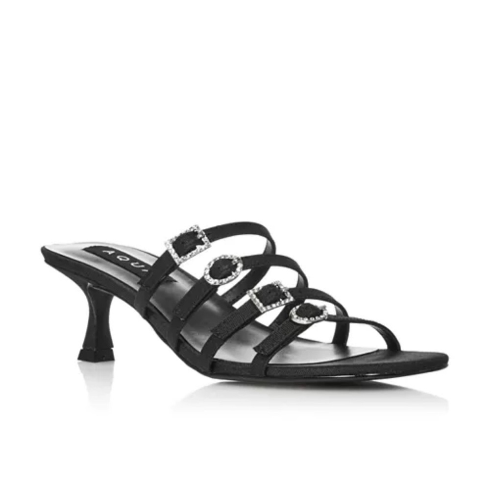 Aqua Black Strappy sandals kitten heels